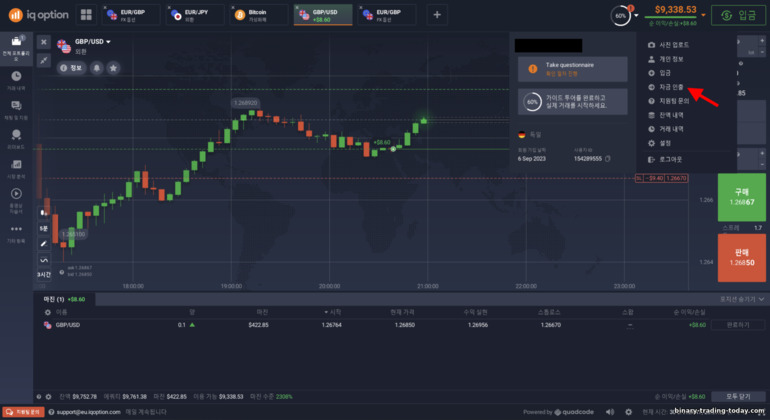 IQ Option 브로커에서 자금 인출