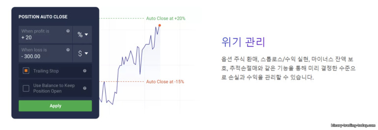 IQ Option 브로커의 수익 및 손실 통제