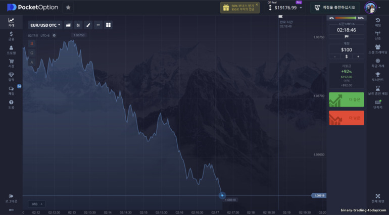 브로커 Pocket Option의 EURUSD