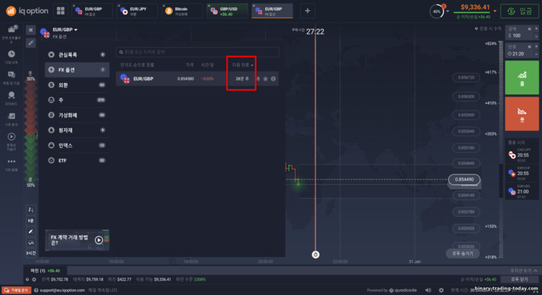 IQ Option 브로커에서 FX 옵션 선택