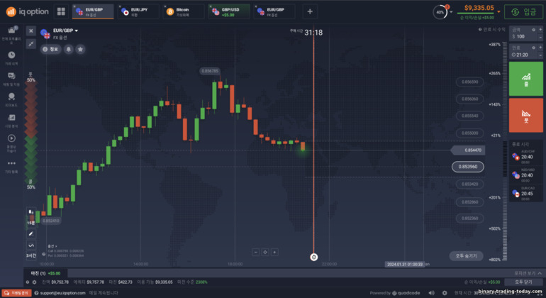 브로커 IQ Option의 거래 플랫폼