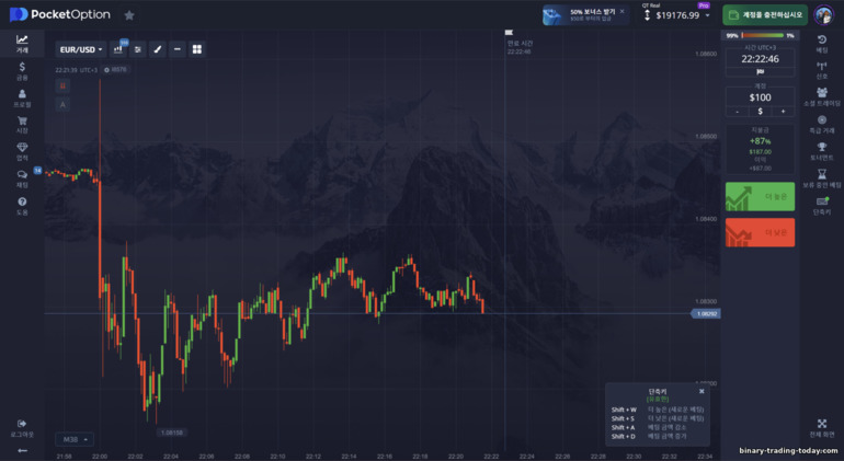 브로커 Pocket Option의 거래 플랫폼