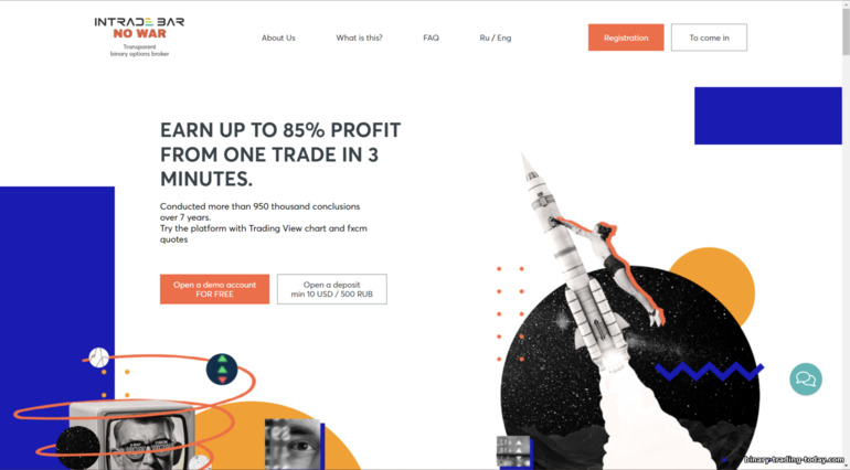 바이너리 옵션 브로커 Intrade Bar의 공식 웹사이트