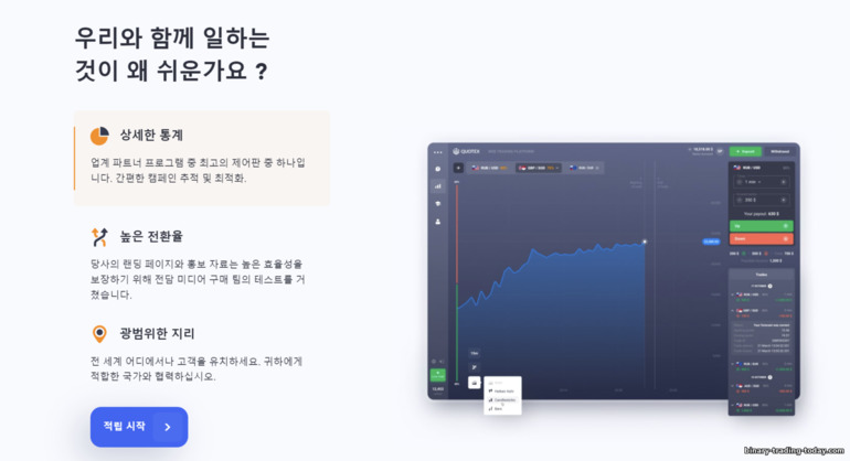 Quotex 제휴 프로그램의 간단하고 수익성 있는 작업