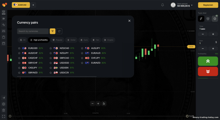 BinTrade 브로커 자산 선택 BinTrade 브로커 자산 선택