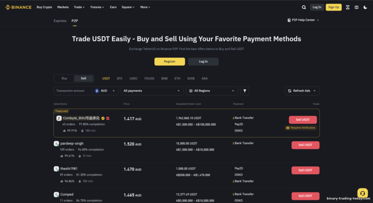Binance P2P 거래